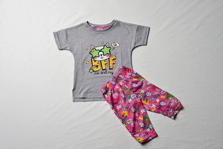 Пижама для девочки «Котик» цвет меланж 